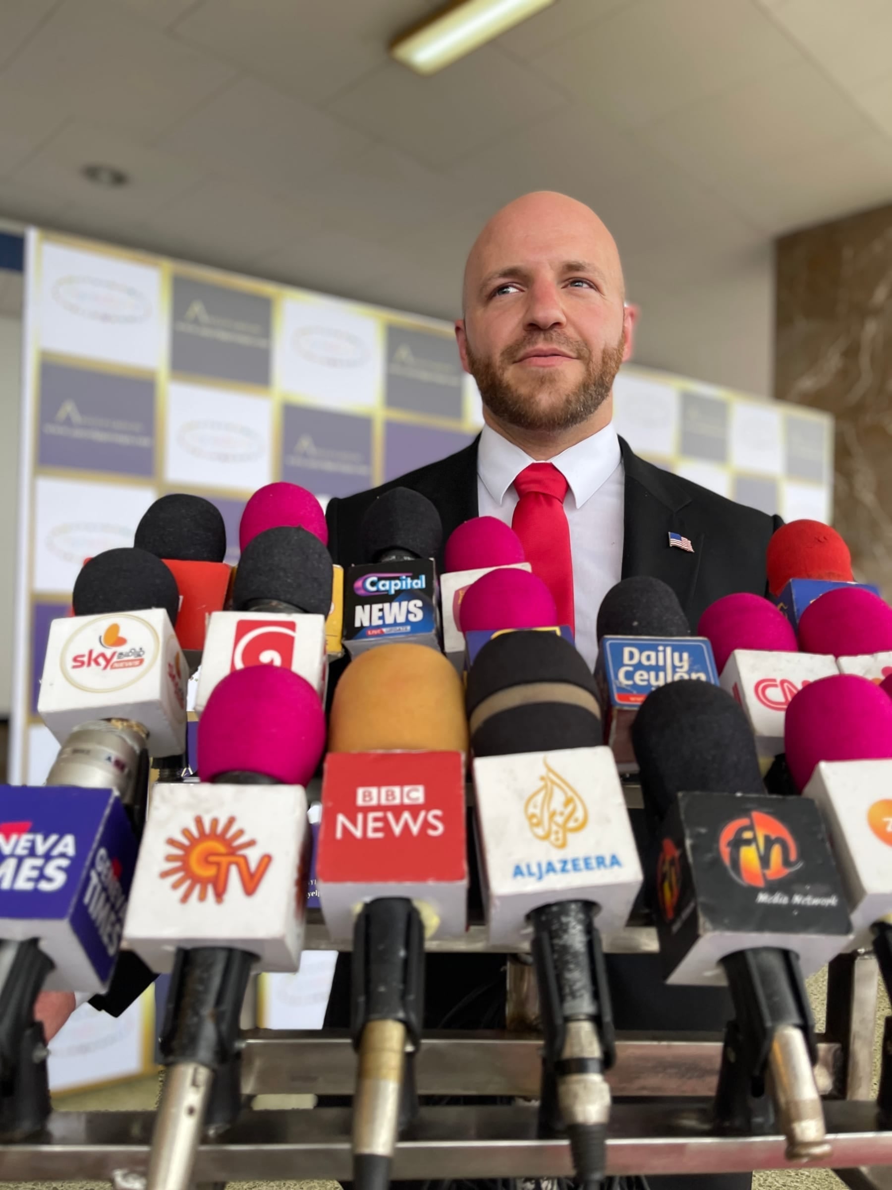 Clayton Cuteri interviewed by BBC News, Al Jazeera, and Sky News at the Asia Icon Awards 2024